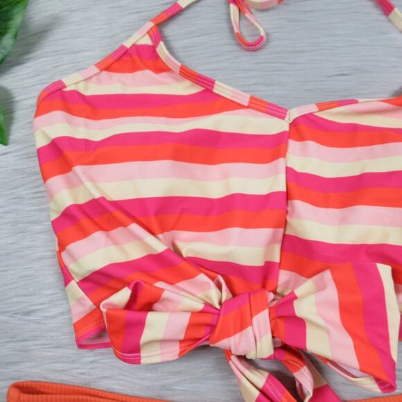KORTNI JEANE Tied-Up Top & Ribbed Ruched Bottoms Swimsuit Bikini Set Small NEW - Picture 8 of 13